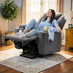Flamaker Power Lift Recliner Chair Electric Lift Recliner for Elderly Power Lift Recliner Chair with Cup Holders Side Pockets for Living Room (Corduroy, Dark Gray)