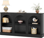 Tribesigns Farmhouse Console Table, 63-Inch Long Entryway Table with 3 Tier Storage, Wooden Rectangular Sofa Table Behind The Couch for Entrance, Hallway, Living Room, Black