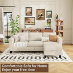 ZeeFu Sectional and Sofa Couches for Living Room - 78'' 3 Seater L-Shaped Modular Couch with Storage Ottoman - Modern Linen Fabric Upholstered Sofa Set for Small Space Apartment Office