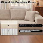 106" Cloud Sectional Couch with Chaise Lounge,L Shaped Modular Modern Sofa,Comfy Corduroy Fluffy Couches with Deep Seat,No Assembly Required Couch for Living Room(Left,Stripe Corduroy,Camel)