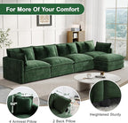 Modular Sectional Sofa, 146.5 Inch L-Shaped Cloud Sofa with Deep Seat Chenille Sofa with Cushions, Four Seater Sectional Sofa for Living Room Apartment,Evergreen