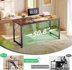 Huuger Computer Desk, 55 Inch Home Office Desk, Gaming Writing Work from Home Study Desk, Large Legroom, Sturdy Metal Frame, Modern Simple, Rustic Brown