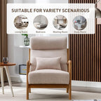 ANJHOME Mid Century Modern Accent Chair with High Back, Single Lounge Armchair with Solid Wood Frame, Comfy Reading Chair for Living Room, Easy Assembly