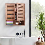 HYNAWIN Bamboo Wall Cabinet, Over Toilet Bathroom Furniture, Wall Mounted Storage Medicine Cabinet with Two Doors & Adjustable Shelves, for Bathroom, Kitchen, Living Room, Walnut, Dark Brown