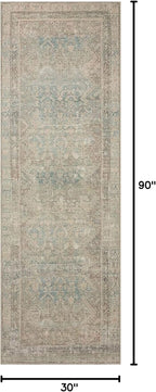 Loloi Angela Rose Aubrey Collection AUB-03 Jade/Natural 2'-6" x 7'-6", .19" Pile Height, Runner Rug
