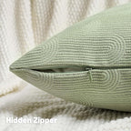 FUTEI Sage Green Chenille Decorative Throw Pillow Covers 12x20 Inch Set of 2,Soft Cozy Striped Geometric Patterns Lumbar Pillow Cases,Modern Home Decor for Couch Bed Living Room