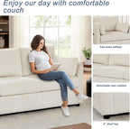 79 inch Sofa for Living Room,Mid Century Modern Couch with Big Pockets, Corduroy Couch with Three Cushions and Solid Wood Frame for Apartment and Small Spaces (Beige, Sofa)