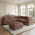 Modular Sectional Couch, Convertible L Shaped Sofa for Living Room, Deep Seat Cloud Sectional Couch, 5 Seat Comfy Modular Sofa, Cushion Covers Removable, Brown