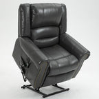 Luxlen Power Lift Recliner Chair for Elderly, Dual Motor Massage Recliner with Lumbar Heat, Heavy Duty Motion Mechanism Lift Chair with Charge Ports, Faux Leather - Gray
