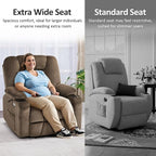 MCombo Oversized Power Lift Recliner Chair Sofa with Massage and Heat for Elderly People Petite, USB Ports, Side Pockets, Fabric R7561 (Brown, Small-Oversize)