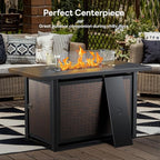 Luxury High Back Outdoor Furniture with 6-inch Extra Thick Cushions, Patio Furniture Set with Fire Pit Table & Swivel Chairs, 7 PCS Wicker Conversation Set for Yard, Deck, Poolside, Brown/Grey