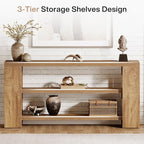 Tribesigns 70.9-Inch Extra Long Console Table with Storage, Narrow Wooden Sofa Table Behind The Couch, Farmhouse 3-Tier Entry Foyer Table for Entryway, Living Room, Hallway