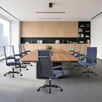 Office Desk Chair, Ergonomic Conference Room Chairs, PU Leather Executive Ribbed Computer Chair, Swivel Rolling Chair for Home Office