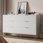 White Dresser for Bedroom, Modern Dresser with Gold Metal Handles & Chests of Drawers, Wood Chest of Drawers for Bedroom