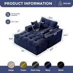 MAXYOYO Modular Sectional Chaise Lounge Sofa, Upholstered Lounge Chair with Ottoman, Comfy Couch with Layered Cushion, Tufted Upholstered Sleeper Chair for Living Room, No Assembly, Navy