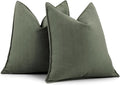 ZWJD Army Green Pillow Covers 18x18 Set of 2 Chenille Throw Pillow Covers with Elegant Design Soft and Luxurious Decorative Throw Pillows for Couch, Bed, and Home Decor