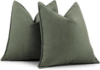 ZWJD Army Green Pillow Covers 16x16 Set of 2 Chenille Throw Pillow Covers with Elegant Design Soft and Luxurious Decorative Throw Pillows for Couch, Bed, and Home Decor