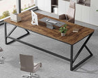 HSH Large Rustic Brown Computer Desk, 78 Inch Extra Long Metal Wood Desk for Home Office, Two Person Executive Writing Study Gaming Desk Table, Bedroom Living Room PC Laptop Dual Monitor Desk