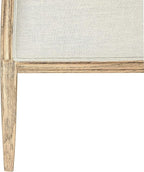Creative Co-Op Modern Farmhouse Solid Oak Wood Headboard with Linen Upholstery, Natural and Beige, Queen