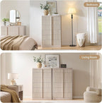 Fluted Dresser for Bedroom, Chest of Drawers, 48" Tall 6 Drawer Dresser, Curved Profile Design, Modern Wooden Chest of Drawers with Solid Wood Handle for Living Room, Bedroom, Hallway