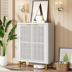 Tribesigns 6-Tier Shoe Cabinet with Shutter Doors, Large Wooden Shoe Organizer Rack with Adjustable Shelves, Modern Farmhouse Hidden Storage Furniture for Entryway, Hallway (White)