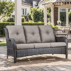 Outdoor Chair Cushion Set of 3, Waterproof Outdoor Seat Cushions 25x22, Patio Chair Cushions for Outdoor Furniture, Couch Cushion Replacement, Include 3 Back & 3 Seat Cushions, Button/Grey