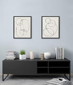 Kate and Laurel Sylvie Modern Circles and Going in Circles Framed Linen Textured Canvas Wall Art by Teju Reval, 2 Piece 18x24 Minimalist Abstract Black