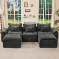 Hobestluk 120" Cloud Modular Sectional Couch 3-Seater Sofa with Ottomans U Shaped Couch Deep Seat Sofa with Removable Cover Large Sofa for Living Room (Dark Grey, 3-Seater Sofa with Two Ottomans)