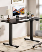 Okin Standing Desk Electric Adjustable Computer Whole Piece Stand up Desk Office Gaming Home Office Memory Desks 48x24 inches Black