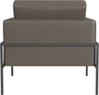 HomePop Modern Metal Frame Accent Chair Home Décor|Accent Chairs for Living Room & Bedroom - Pewter Gray Faux Leather