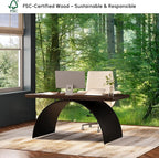 homary 63" Industrial Style Office Writing Desk, Walnut Desk Modern Computer Desk Home & Office Furniture Modern Computer Desk