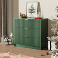 Green Fluted Dresser for Bedroom, 32 Inch Wide Nightstand with Large Drawer, 3 Drawer End Table for Bedroom, Living Rooms, Offices, and Entryways
