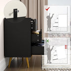 Dresser for Bedroom, 6 Drawer Black Wood Dresser with Golden Handles, Modern Wide Dressers & Chests of Storage Organizer Drawer for Entryway Hallway
