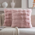 Neelvin Pink Faux Fur Cozy Soft Double-Sided Decorative Throw Pillow Covers 22x22 inch Set of 2,Velvet Pillowcase Cushion Case for Sofa Couch