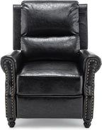 Faux Leather Recliner Chair, Modern Pushback Armchair with Adjustable Backrest & Footrest for Bedroom, Living Room (Black, Set of 2)