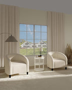 GarveeHome Accent Chair Living Room Chairs Boucle Barrel Chairs Round Armchairs for Bedroom Waiting Room Office Reception Chairs(Beige)