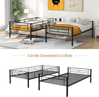 Merax Bunk Bed with Ladder and high Guardrail, Able to Split, Metal Bunk Bed, Storage Space, Noise Free,Twin Over Twin Size,Black