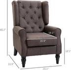 HOMCOM Mid-Century Modern Accent Chair, High Wingback Chair, Button-Tufted Upholstered Fabric Armchair with Retro Wood Legs for Living Room, Bedroom, Dark Brown