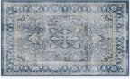 RUGGABLE Washable Area Rug – Kamran Admiral Blue 3x5, Stain-Resistant, Non-Slip – Small Machine Washable Rugs for Living Room, Bedroom, Hallway, Entryway & Office–with Cushioned Pad