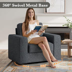 Swivel Accent Sofa Chair Set of 4, Modern Comfy Oversized Upholstered Cushion Back Armchair in Linen 1pcs for Living Room, Bedroom, Reading Room(Dark Gray)