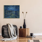 Wieco Art Gold Framed Art Starry Night Over The Rhone Canvas Prints Wall Art by Van Gogh Paintings Reproduction Canvas Prints Abstract Artwork for Living Room Wall Decor