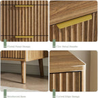 LYNSOM Fluted Dresser and Nightstand Set, 3 Pieces Bedroom Set, 55 Inch Wide 7-Drawer Dresser & 2-Drawer Nightstands Set of 2, Modern Dressers Set for Bedroom, Hallway, Natural Oak