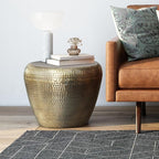 SIMPLIHOME Preston Modern Industrial 22 inch Wide Metal Metal Side Table in Antique Gold, Fully Assembled for the Living Room and Bedroom