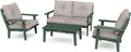 POLYWOOD® Lakeside Deep Seating Set, Green/Weathered Tweed