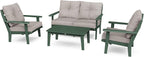 POLYWOOD® Lakeside Deep Seating Set, Green/Weathered Tweed