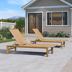 PURPLE LEAF Patio Oversized Chaise Lounge Rattan Chair Set of 2 Outdoor Pool Adjustable Recliner Wicker Chairs for Outside Woven Furniture Tanning Poolside Lounger Sand Brown