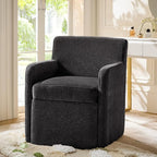 HULALA HOME Upholstered Dining Chair with Smooth-roling Castors, Modern Fabric Side Dining Room Chairs with Built-in Storage, Multi-Purpos Kitchen Chairs for Living Room, Black