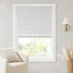 Madison Park Cordless Roman Shades, Total Blackout Window Blind Privacy Window Shades, Thermal Insulated Cordless Window Treatment for Bedroom, Living Room, Quincy, Single Panel 33" W X 64" H White