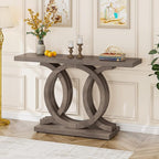 Tribesigns 55 inches Console Table with Unique Base, Vintage Wooden Entryway Sofa Table, Unique Long Accent Hallway Table for Decoration and Organization (Brown)