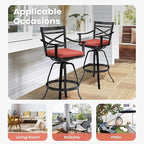 Pellebant 30" Sunbrella Outdoor Bar Stools Set of 4 Aluminum Swivel Patio Bar Height Bar Stools with Back & Footrest, for Deck Lawn Garden(Red)